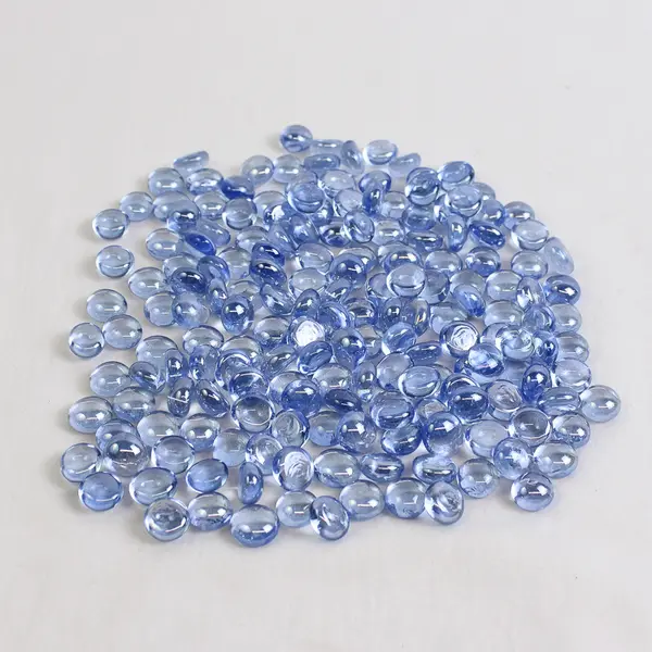  Lot Of 180 Unbranded Matching Clear Dark Blue Glass Stones/Pebbles Iridescent