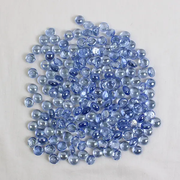  Lot Of 180 Unbranded Matching Clear Dark Blue Glass Stones/Pebbles Iridescent