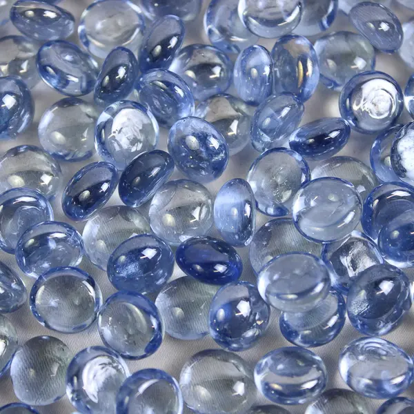  Lot Of 180 Unbranded Matching Clear Dark Blue Glass Stones/Pebbles Iridescent
