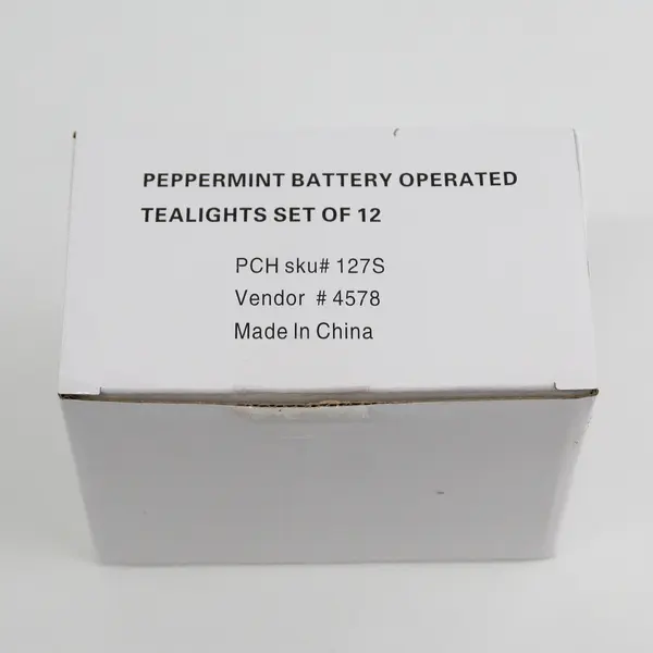 Lot of 12 Peppermint LED Tea Lights Battery Operated Flameless Candles