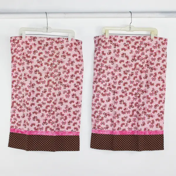 Lot of 2 Handmade Standard Pillowcases Pink Brown White Butterflies & Dots