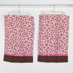 Lot of 2 Handmade Standard Pillowcases Pink Brown White Butterflies & Dots