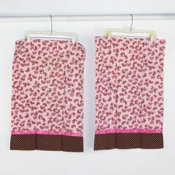Lot of 2 Handmade Standard Pillowcases Pink Brown White Butterflies & Dots