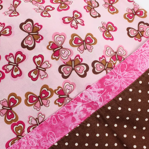 Lot of 2 Handmade Standard Pillowcases Pink Brown White Butterflies & Dots