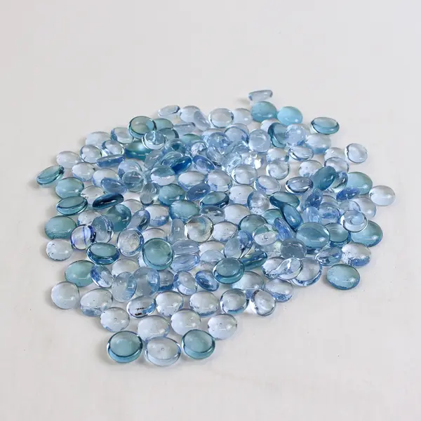  Lot Of 156 Unbranded Matching Clear Blue Glass Stones/Pebbles Iridescent Ovals