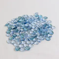  Lot Of 156 Unbranded Matching Clear Blue Glass Stones/Pebbles Iridescent Ovals