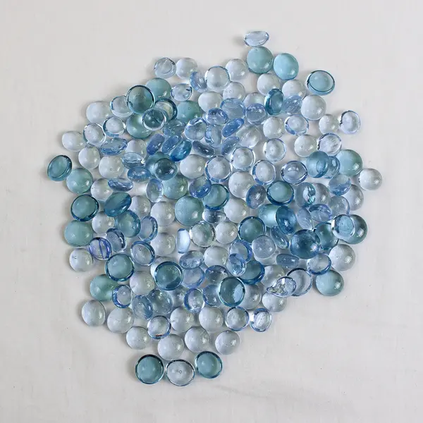 Lot Of 156 Unbranded Matching Clear Blue Glass Stones/Pebbles Iridescent Ovals