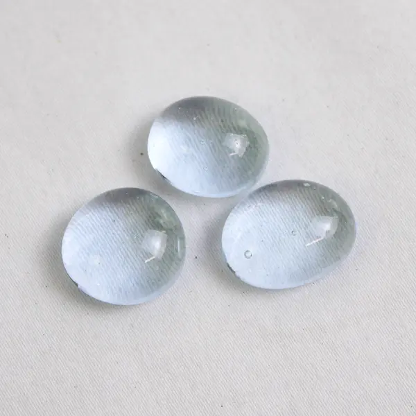  Lot Of 156 Unbranded Matching Clear Blue Glass Stones/Pebbles Iridescent Ovals