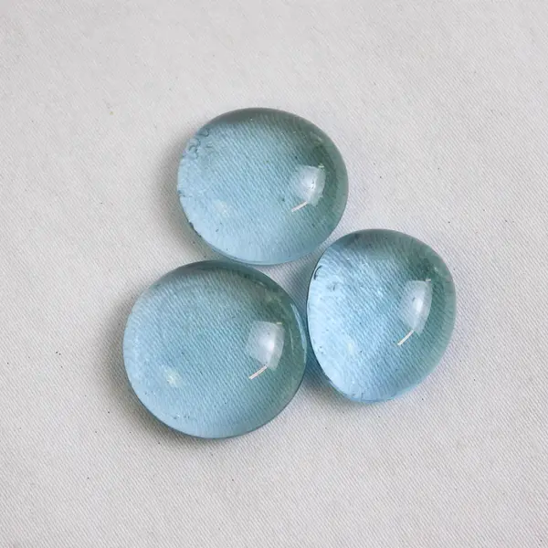  Lot Of 156 Unbranded Matching Clear Blue Glass Stones/Pebbles Iridescent Ovals