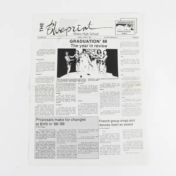 Blaine High School Newspaper June 3 1988 Blaine Minnesota Senior Issue