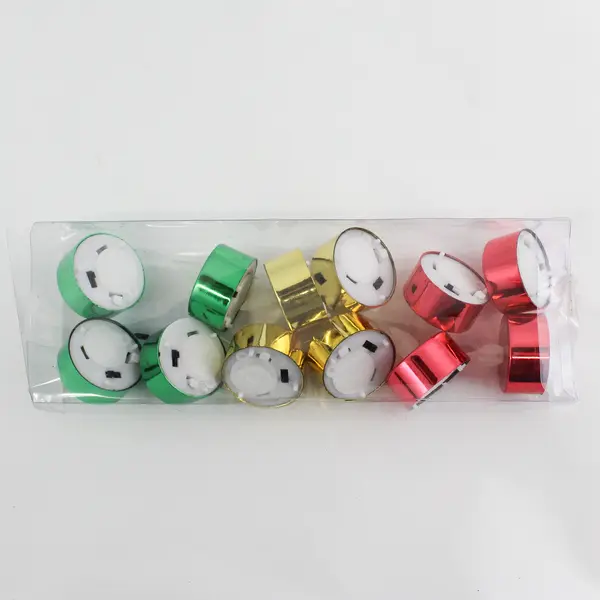 Lot of 12 Battery Operated Flameless Tealight Candles Red Gold Green