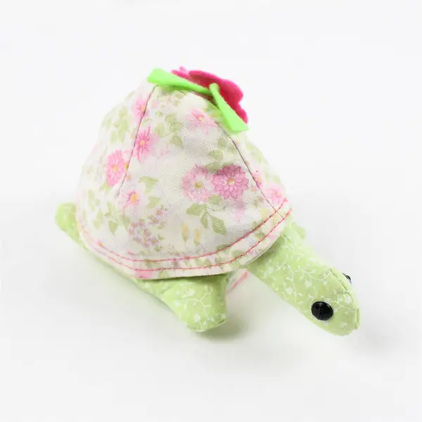 Handmade Green Beanbag Turtle Plush Toy Flower Shell Small