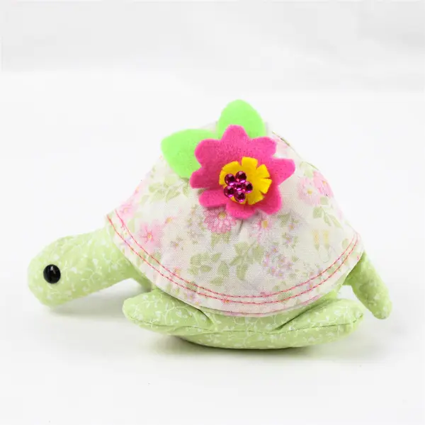 Handmade Green Beanbag Turtle Plush Toy Flower Shell Small