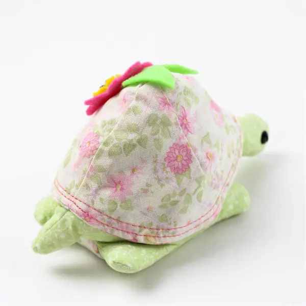 Handmade Green Beanbag Turtle Plush Toy Flower Shell Small