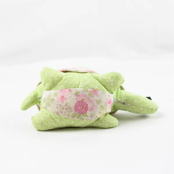 Handmade Green Beanbag Turtle Plush Toy Flower Shell Small