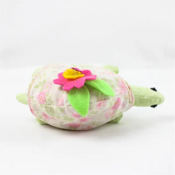 Handmade Green Beanbag Turtle Plush Toy Flower Shell Small