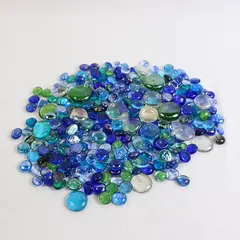  Lot Of 182 Unbranded Clear Blue Glass Stones/Pebbles Ovals Marbles
