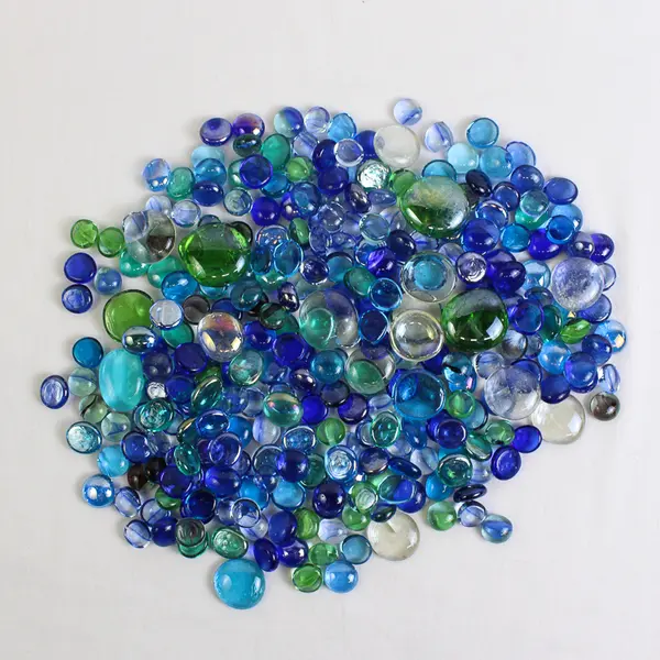  Lot Of 182 Unbranded Clear Blue Glass Stones/Pebbles Ovals Marbles