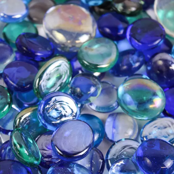  Lot Of 182 Unbranded Clear Blue Glass Stones/Pebbles Ovals Marbles