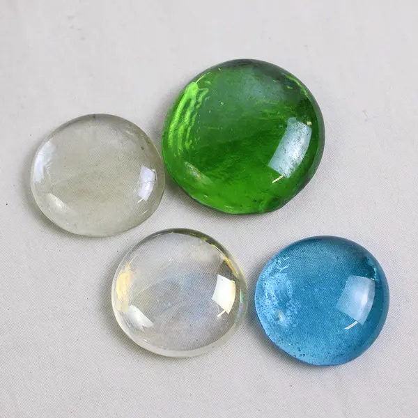  Lot Of 182 Unbranded Clear Blue Glass Stones/Pebbles Ovals Marbles