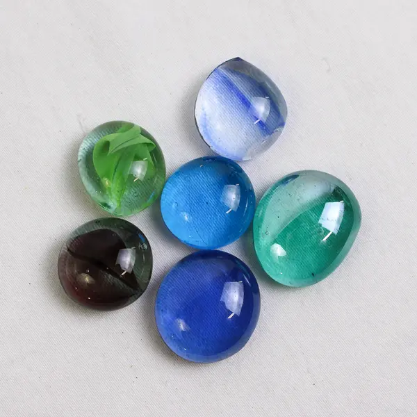  Lot Of 182 Unbranded Clear Blue Glass Stones/Pebbles Ovals Marbles