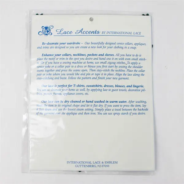 Lot of 6 Green Venice Lace Collars by International Lace NIP