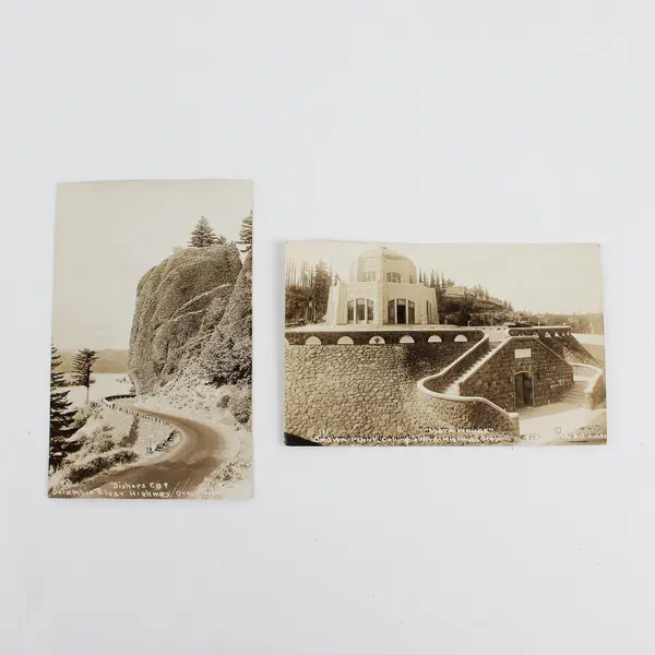 Lot Of 2 Columbia River Highway Oregon RPPC Postcards Vista House Bishops Cap