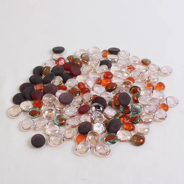 Lot Of 128 Unbranded Clear/Orange/Red Glass Stones/Pebbles