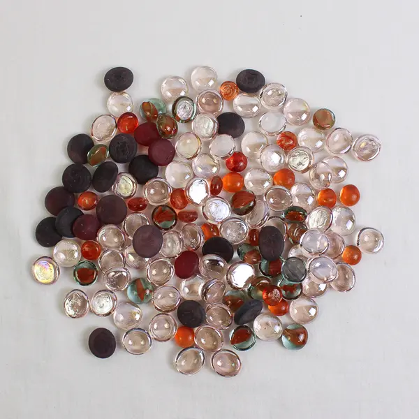 Lot Of 128 Unbranded Clear/Orange/Red Glass Stones/Pebbles