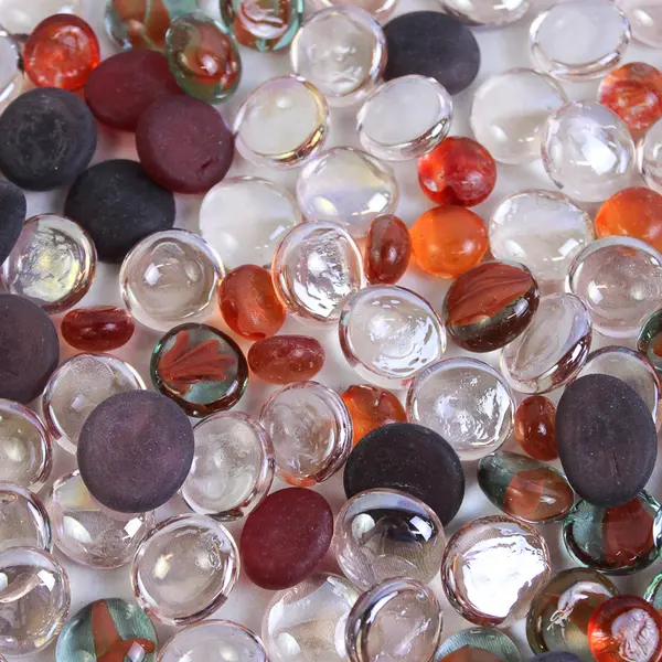 Lot Of 128 Unbranded Clear/Orange/Red Glass Stones/Pebbles