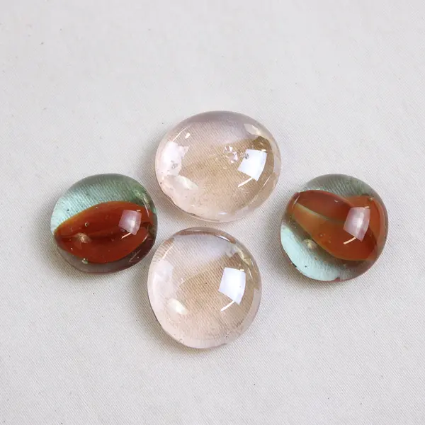 Lot Of 128 Unbranded Clear/Orange/Red Glass Stones/Pebbles