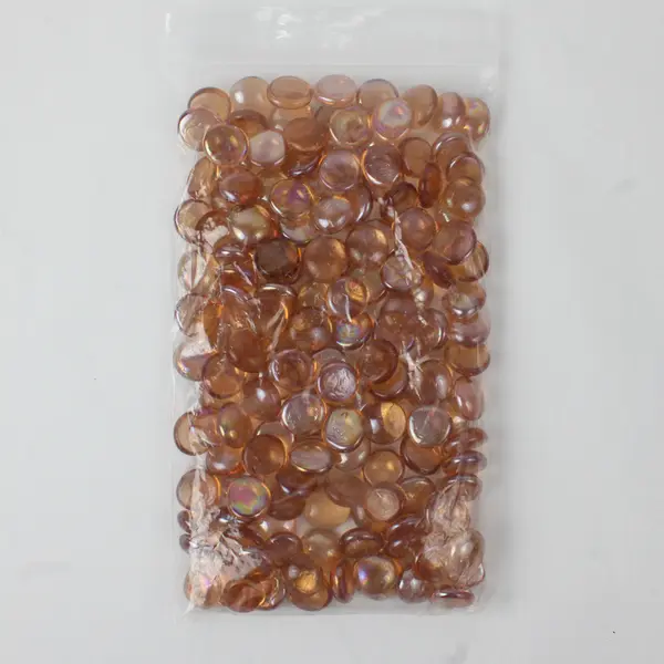  Lot Of 150 Unbranded Matching Clear Orange Glass Stones/Pebbles Iridescent