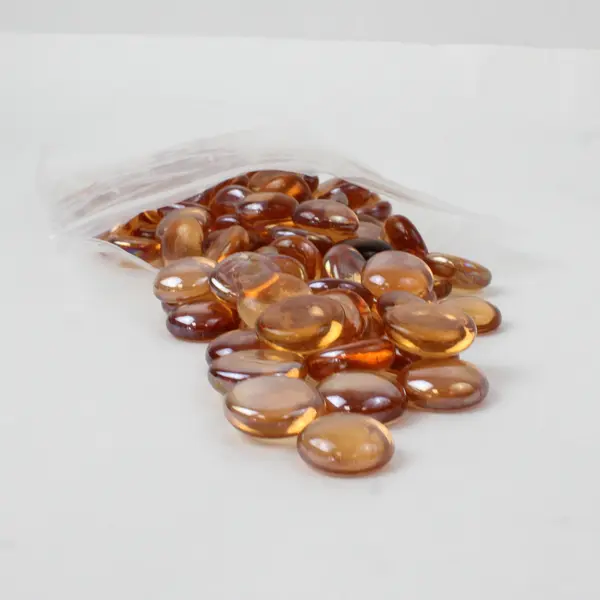  Lot Of 150 Unbranded Matching Clear Orange Glass Stones/Pebbles Iridescent