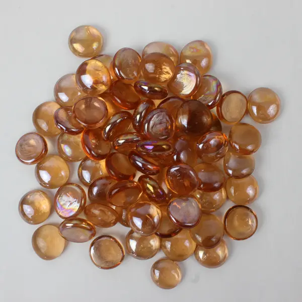  Lot Of 150 Unbranded Matching Clear Orange Glass Stones/Pebbles Iridescent