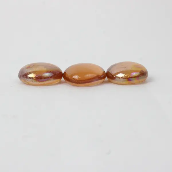  Lot Of 150 Unbranded Matching Clear Orange Glass Stones/Pebbles Iridescent