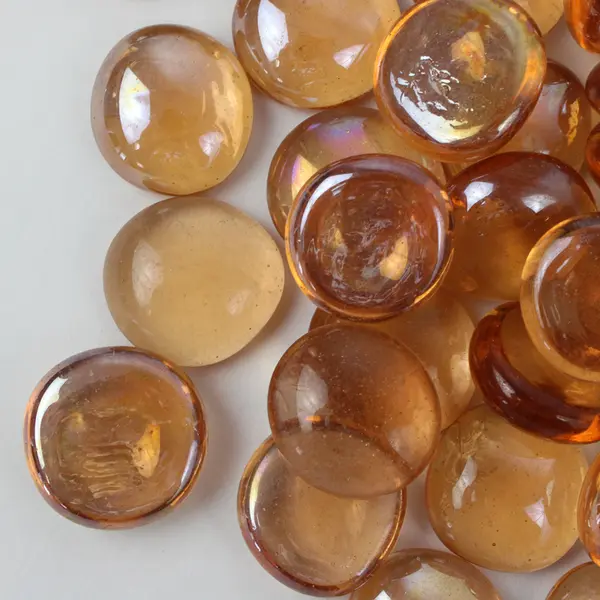  Lot Of 150 Unbranded Matching Clear Orange Glass Stones/Pebbles Iridescent