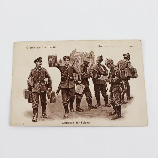 WWI German Soldier Greetings From The Field Eintreffen der Feldpost Postcard