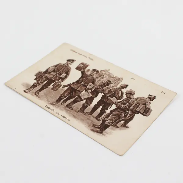 WWI German Soldier Greetings From The Field Eintreffen der Feldpost Postcard