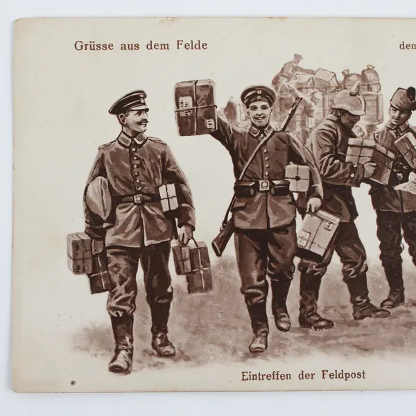 WWI German Soldier Greetings From The Field Eintreffen der Feldpost Postcard