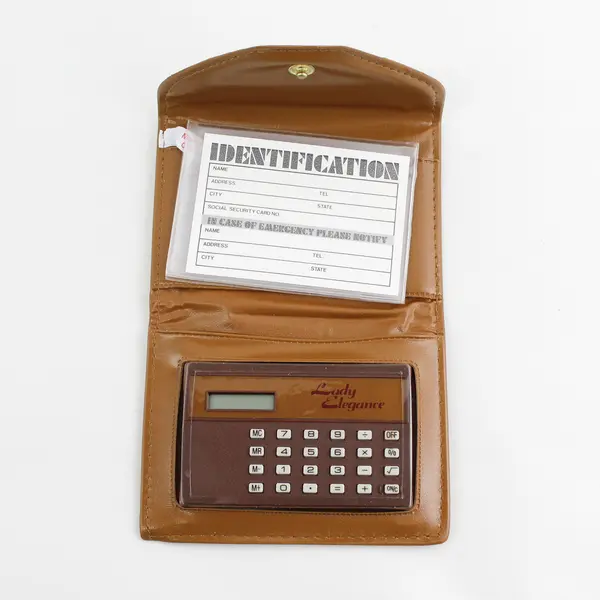 Lady Elegance Credit Card Organizer Wallet Calculator Tan New Opened Box