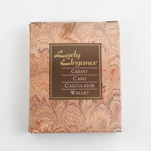 Lady Elegance Credit Card Organizer Wallet Calculator Tan New Opened Box