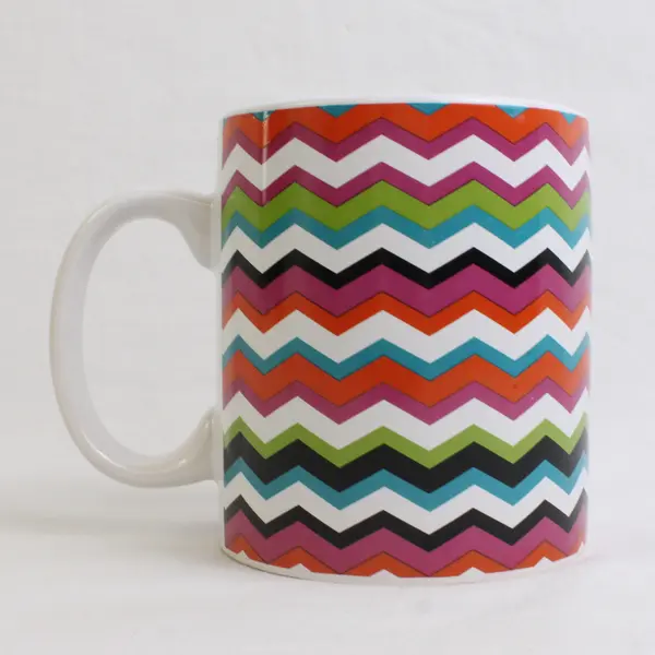 Clay Art "If Stress Burned Calories" Multicolor Chevron Ceramic Coffee/Tea Mug