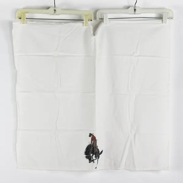 Vintage Unbranded Cowboy Bronco Design Cotton Tea Towel 27"x30"