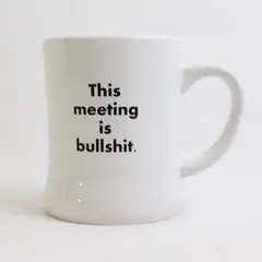 Unbranded White "This Meeting Is BS" Ceramic Coffee/Tea Mug With Handle 4.75"