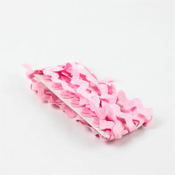 Lot of Craft Trims Pink Ric Rac & Orange Plaid Ribbon