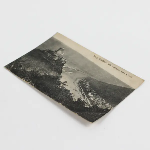 Burg Cochem mit Cochem und Cond. Castle Litho Postcard 1919 Soldier Message