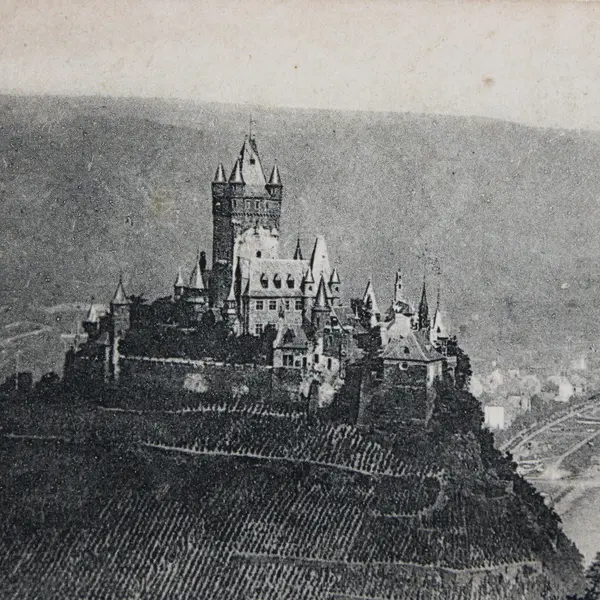 Burg Cochem mit Cochem und Cond. Castle Litho Postcard 1919 Soldier Message