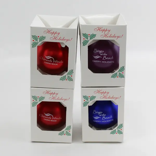 Lot of 4 Galactic Chinook Winds Casino Glass Ball Christmas Ornaments
