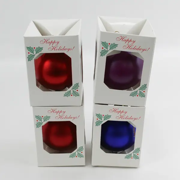 Lot of 4 Galactic Chinook Winds Casino Glass Ball Christmas Ornaments