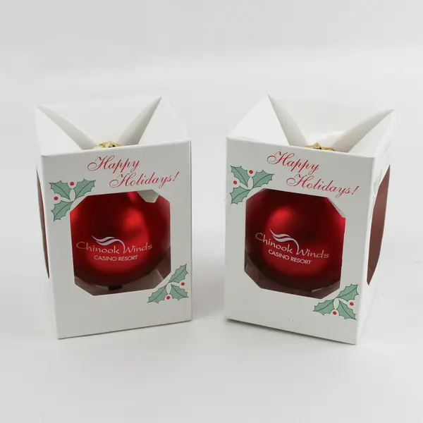 Lot of 4 Galactic Chinook Winds Casino Glass Ball Christmas Ornaments